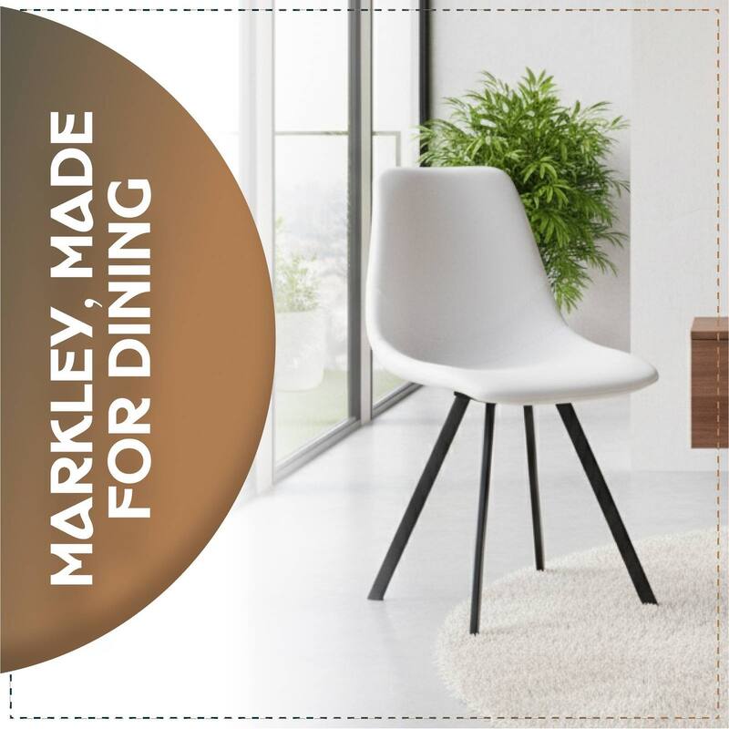 Markley Modern Ergonomic Leather Dining Chair with Black Steel Legs, Scratch-Resistant & Comfortable Kitchen Chair