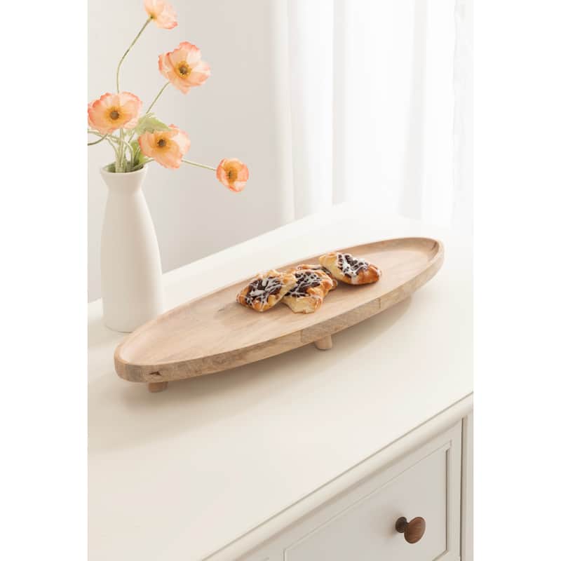Kate and Laurel Tomaz Oval Footed Tray Wood