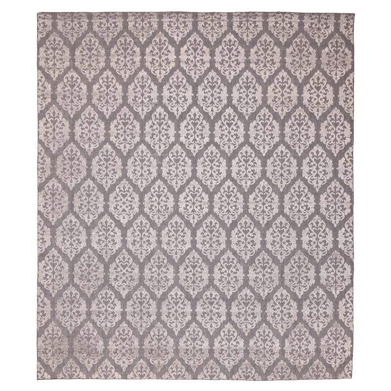ECARPETGALLERY Hand Loomed Elysian Grey Viscose, Wool Rug - 9'9 x 11'3