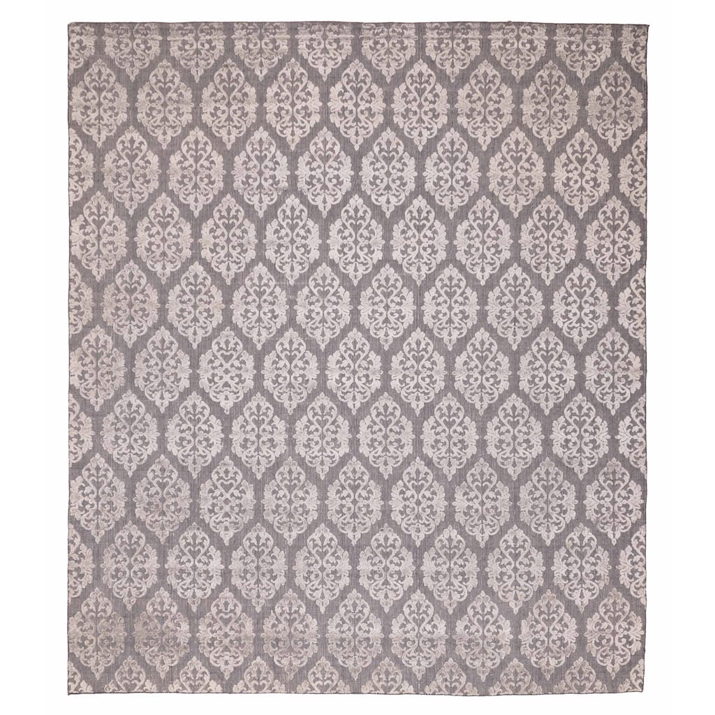 ECARPETGALLERY Hand Loomed Elysian Grey Viscose, Wool Rug - 9'9 x 11'3