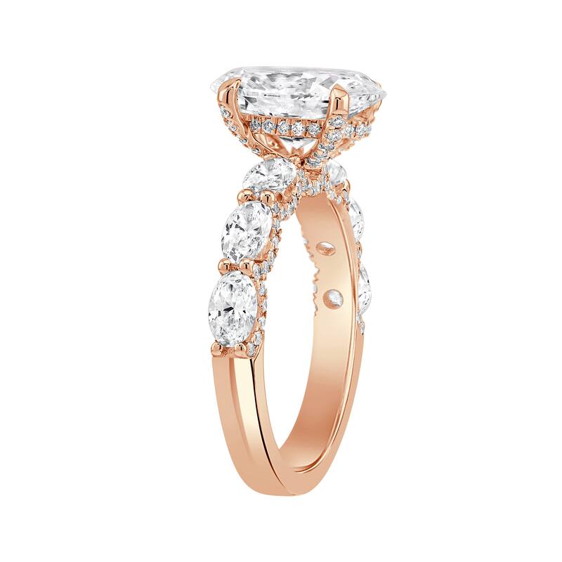 Auriya 14k Gold 6 3/5ctw Lab grown Oval Scalloped Hidden Halo Diamond Engagement Ring (F-G VS)