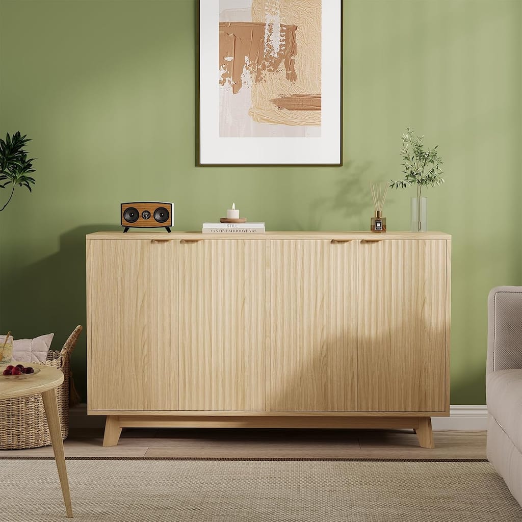 Modern Wood Buffet Cabinet with Storage, 2/4 Doors & Adjustable Shelves, Versatile Sideboard