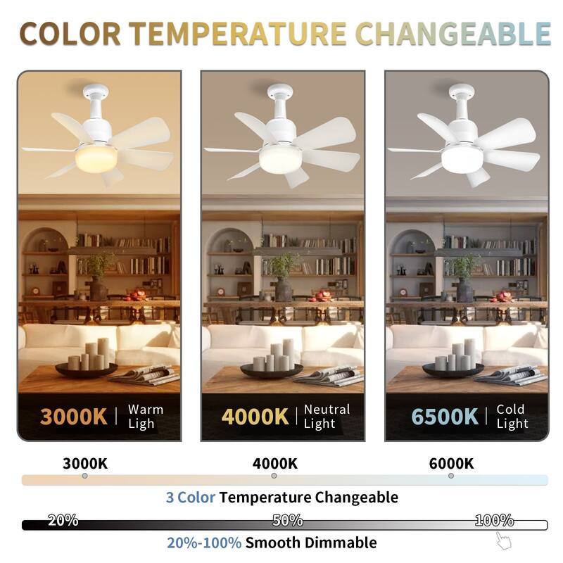 Ceiling Fan With Light Remote, 16.5" Socket Fans With Lights, 6 Blades For All Locations