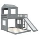 preview thumbnail 22 of 44, Playhouse-inspired Style Twin Over Full Wooden Bunk Bed,Loft Bed with Playhouse,Farmhouse, Ladder, Slide and Guardrails