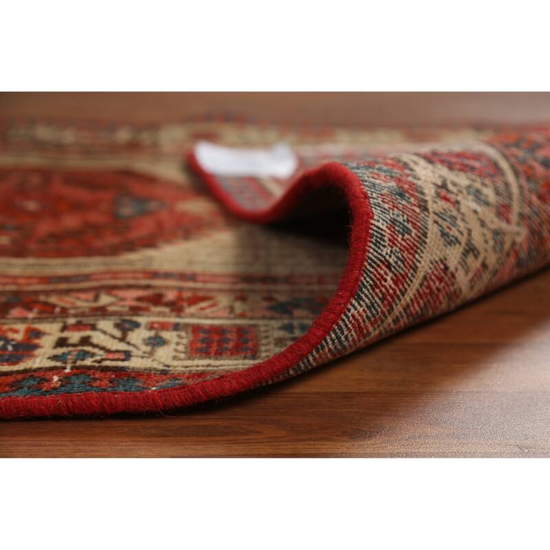 Hand Knotted Oriental 100% Wool Carpet Traditional Geometric Red Ardebil Runner Rug - 14' 8'' X 3' 3''