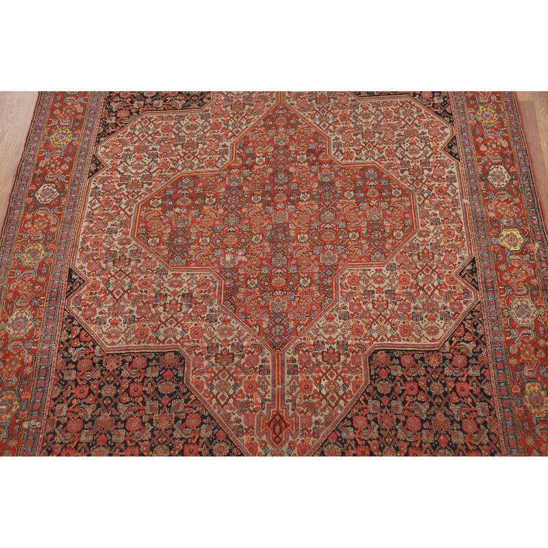 Pre-1900 Antique Vegetable Dye Senneh Persian Rug Handmade Wool Carpet - 4'8" x 6'8"