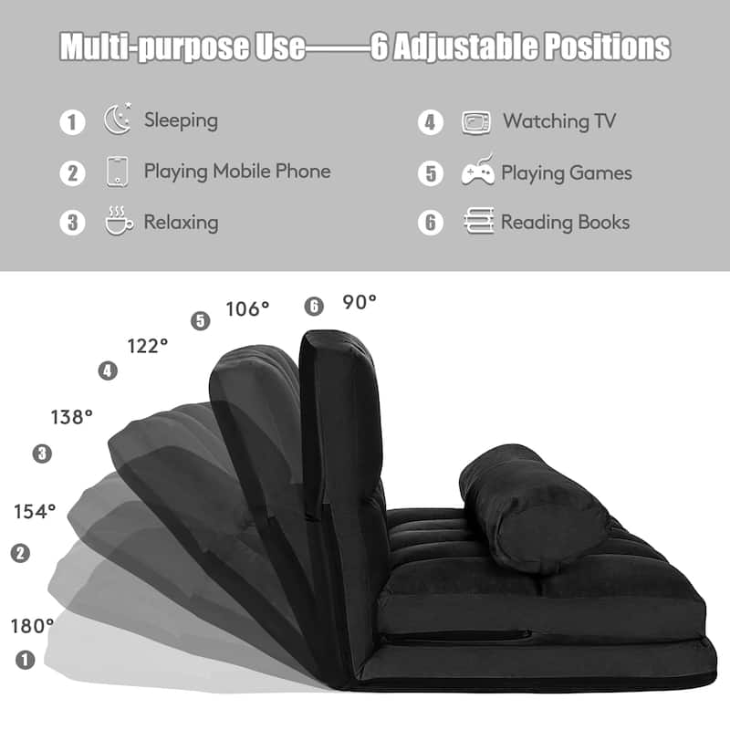 Costway Foldable Floor Sofa Bed 6-Position Adjustable Lounge Couch