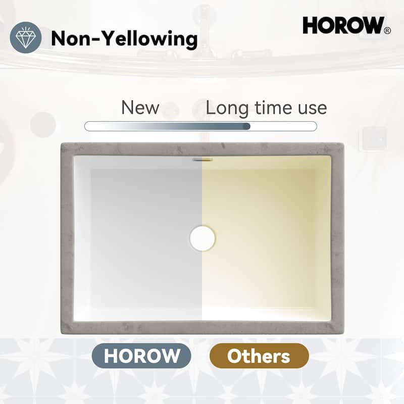 HOROW 23.60 in. White Ceramic Rectangular Undermount Sink with Overflow Drain - N/A