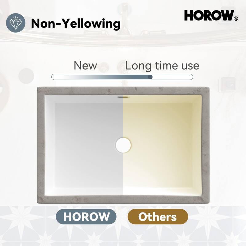 HOROW 23.63 in. White Ceramic Rectangular Undermount Sink with Overflow Drain