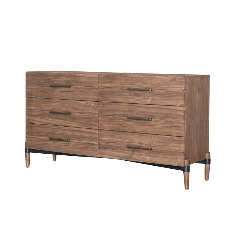 Bridgevine Home Tranquility Six Drawer Dresser, No Assembly Required, Walnut Finish