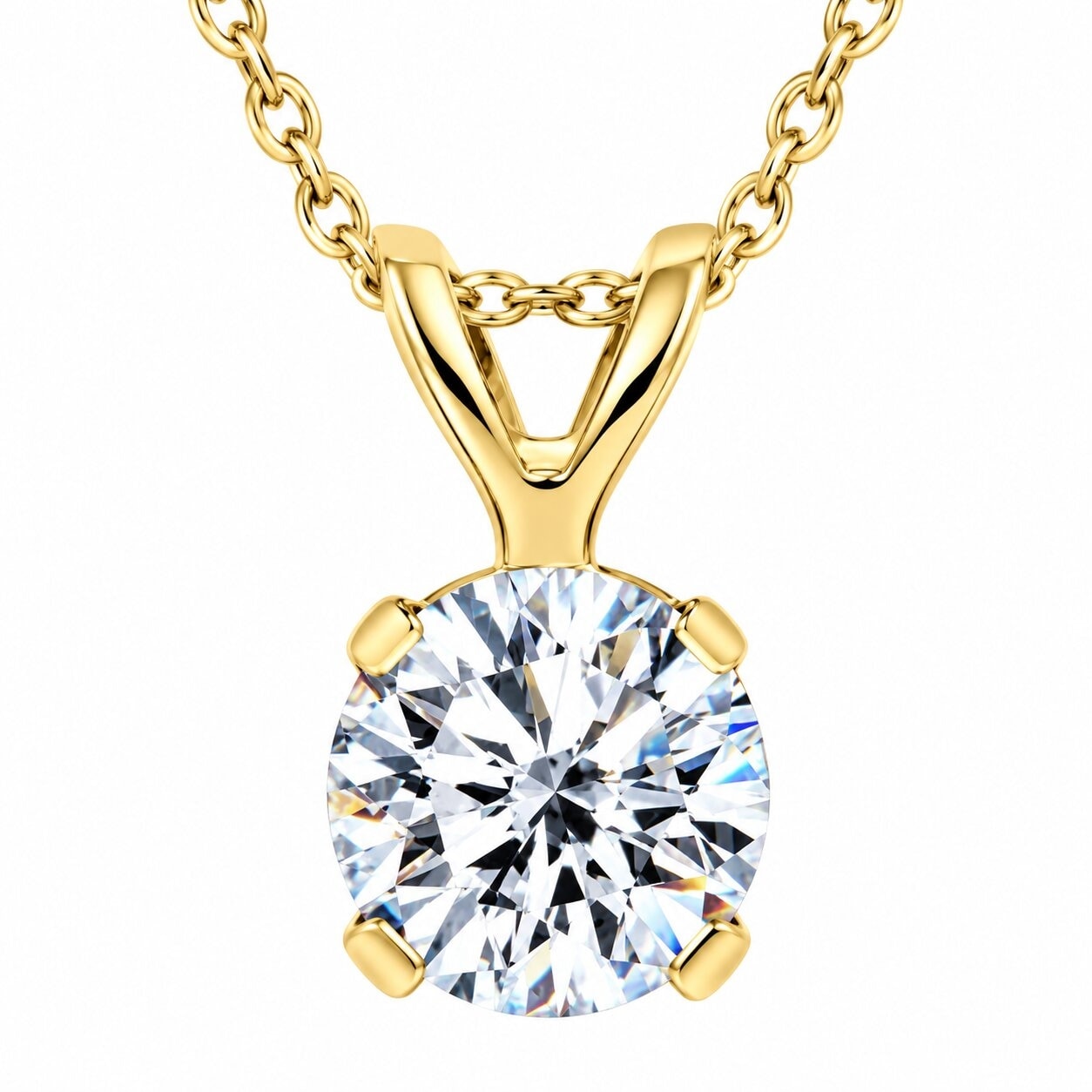 Bliss Diamond 1/5Ct Lab Grown Solitaire Diamond Pendant Yellow Gold Necklace