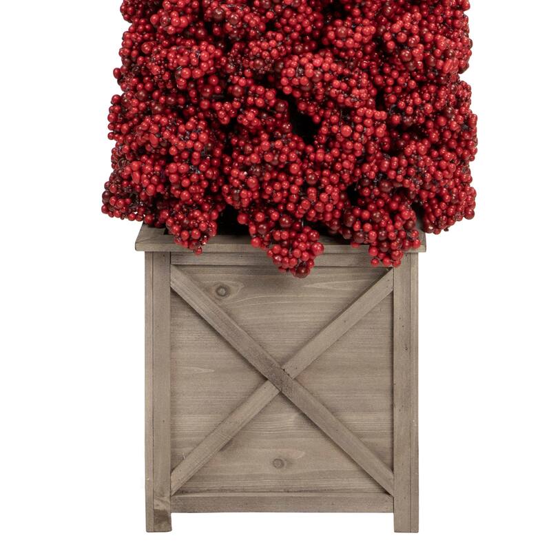 Artificial Berry Cone Potted Christmas Topiary - 50" - Red - 3-to-6-feet