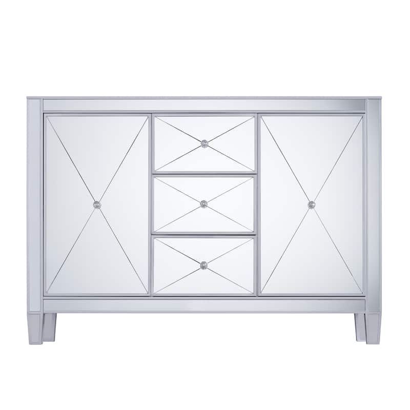 SEI Furniture Marter Glam Silver Mirror 3-Drawer Cabinet
