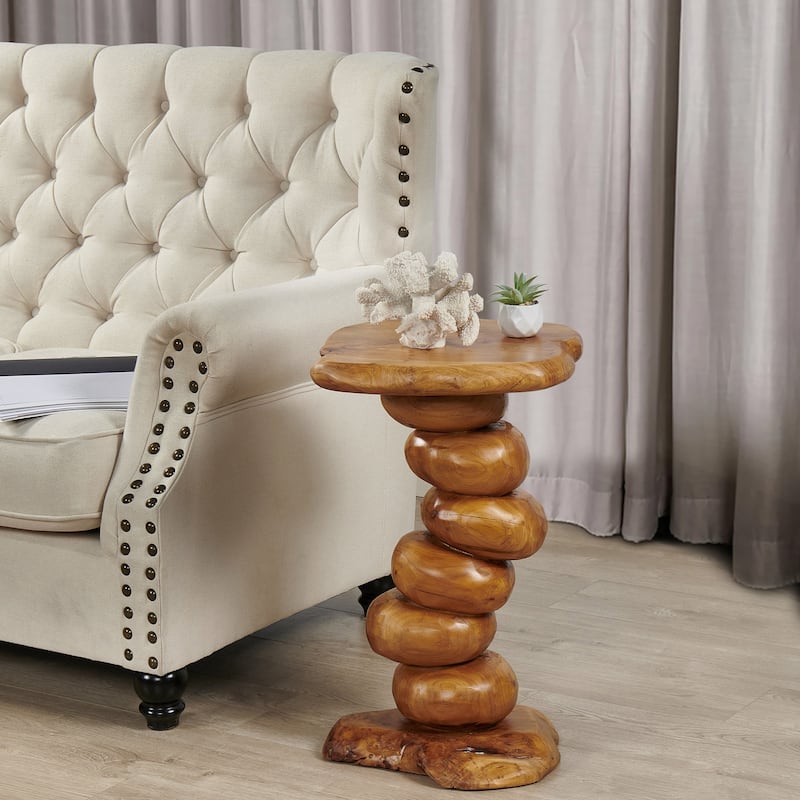 Greenage Cedar Roots Multibeads Stands Natural Edge End Table - 13.8"x13.8"x23.6"