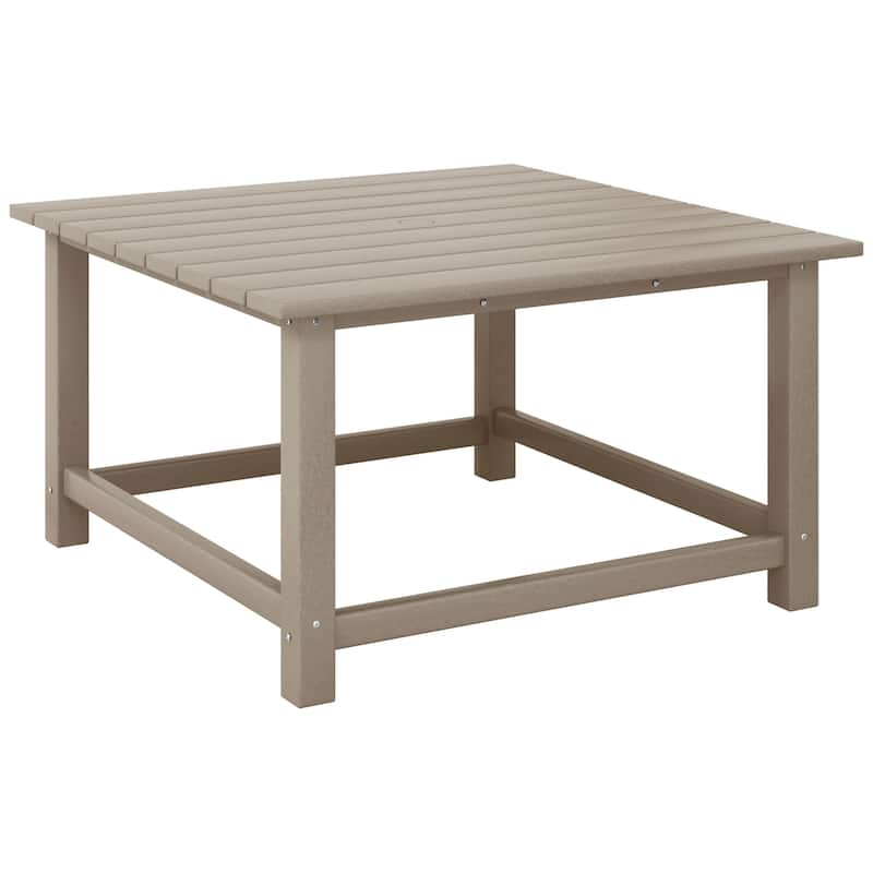 Laguna Outdoor Poly Adirondack 31" Square Coffee Table - Weathered Wood