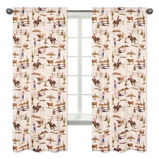 Sweet Jojo Designs Western Cowgirl Girl 84in Window Treatment Curtain Panel Pair Wild West Vintage Animal Southwest Pink Blue