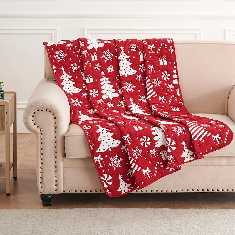 Novelty Holiday Matelasse Style Reversible Throw Blanket