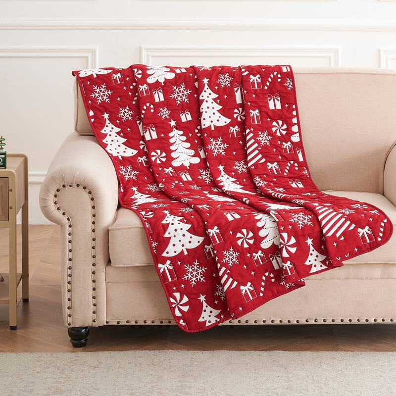 Novelty Holiday Matelasse Style Reversible Throw Blanket