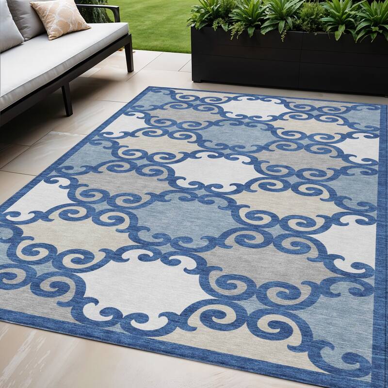 HomeRoots Trellis Transitional Rectangle Outdoor Rug - 5' X 8'