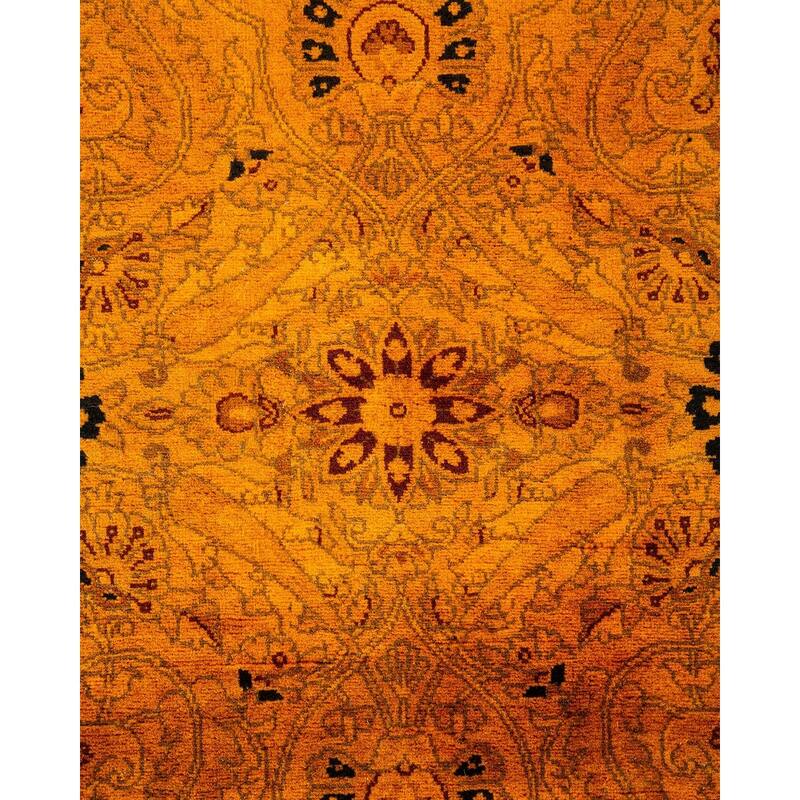 Overton Hand Knotted Wool Vintage Inspired Modern Contemporary Overdyed Orange Runner Rug - 2' 7" x 16' 8"