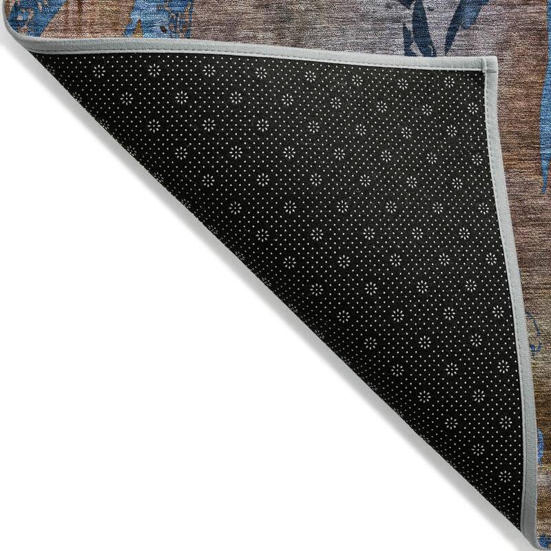 Machine Washable Indoor/ Outdoor Modern Floral Chantille Rug