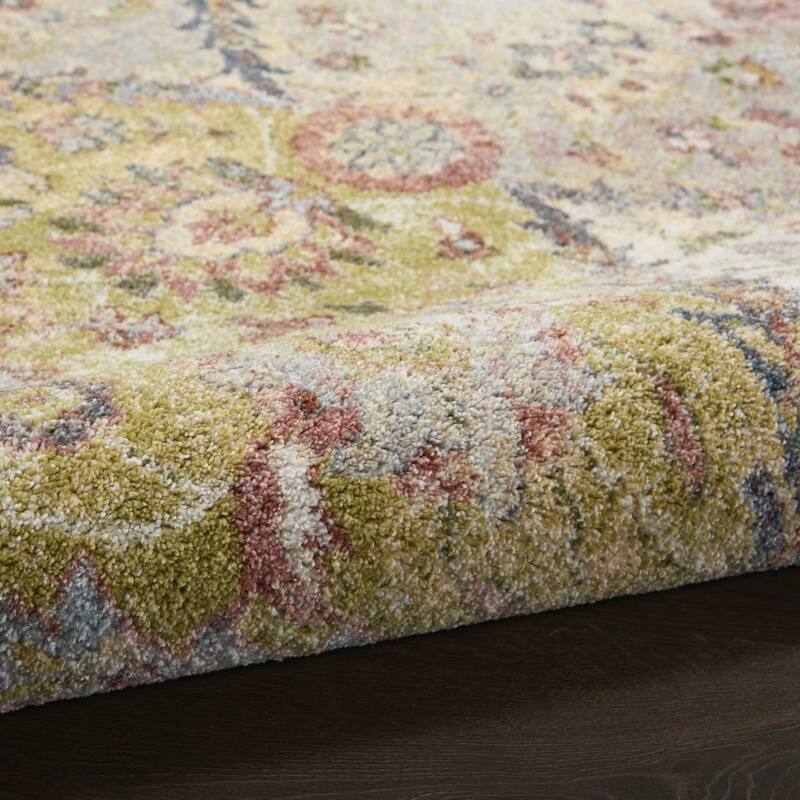 Hoce Power Loomed Distressed Abstract Floral Traditional Stain Resistant Area Rug By HomeRoots - 90' X '26' X '0.5