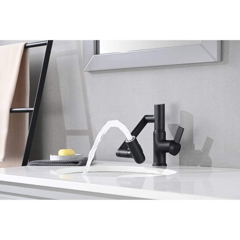 Bathroom Sink Faucet with Spray Function and Temperature Display for Anti-Skid Switch and Hot & Cold and 360° Rotary