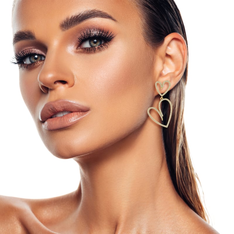 Chloe & Madison Double Open Heart Drop Earrings