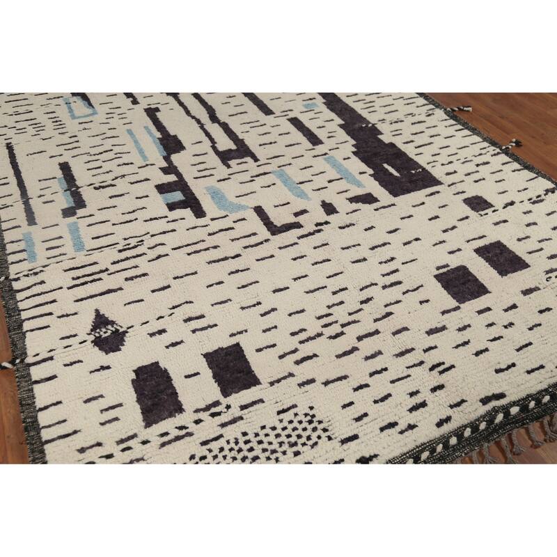 Abstract Moroccan Oriental Area Rug Handmade Contemporary Wool Carpet - 6'11"x 10'5"