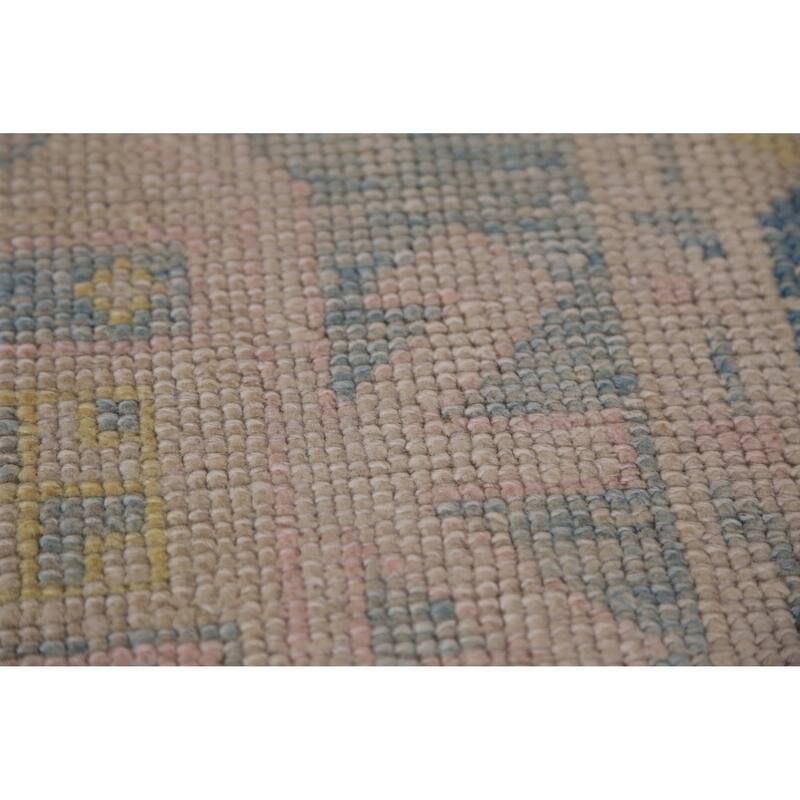Hand Knotted Oriental 100% Wool Carpet Transitional Geometric Navy Blue & Blues Oushak Runner Rug - 17' 8'' X 3' 3''