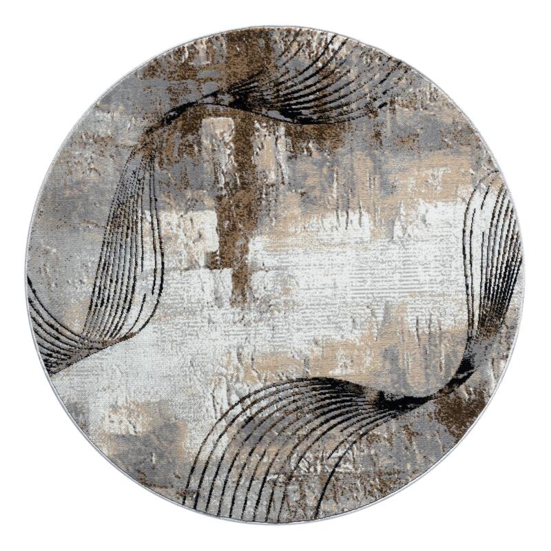 Kimberly Collection Abstract design Area Rug - 5'3"X5'3" - Brown/Beige