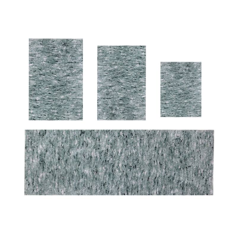 Home Weavers Cloud Comfort 100% Microfiber Bathroom Rug Non Slip Bath & Water Absorbent Soft Bath Mat 4 PC Set with Runner