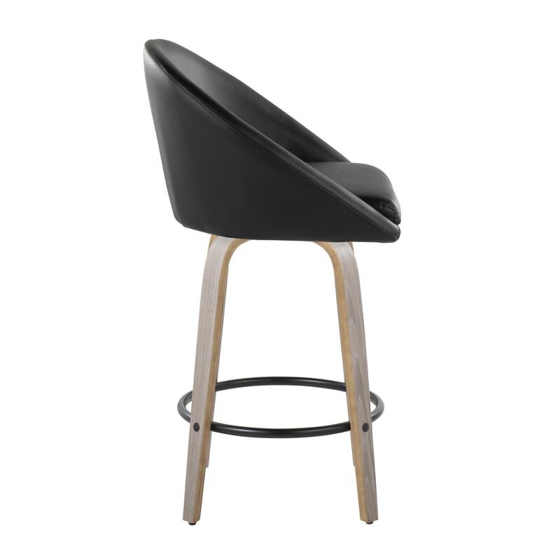 Carson Carrington Livesey High Back 26" Fixed-Height Counter Stool with Bent Wood Legs & Round Footrest (Set of 2)