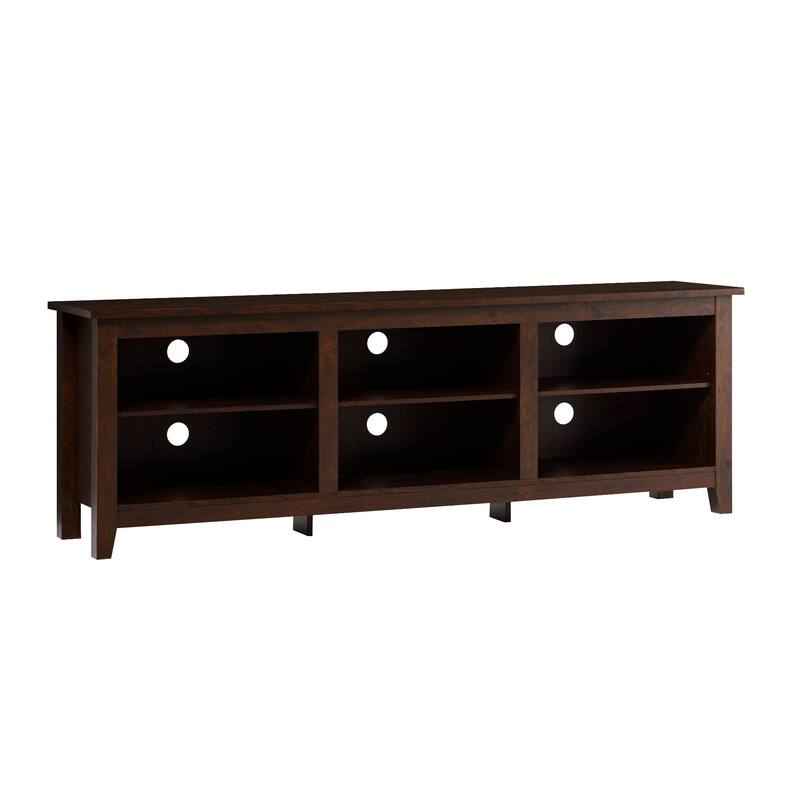 70" Open Storage TV Stand for 80" TVs - Modern Transitional Design with Adjustable Shelving - Brown