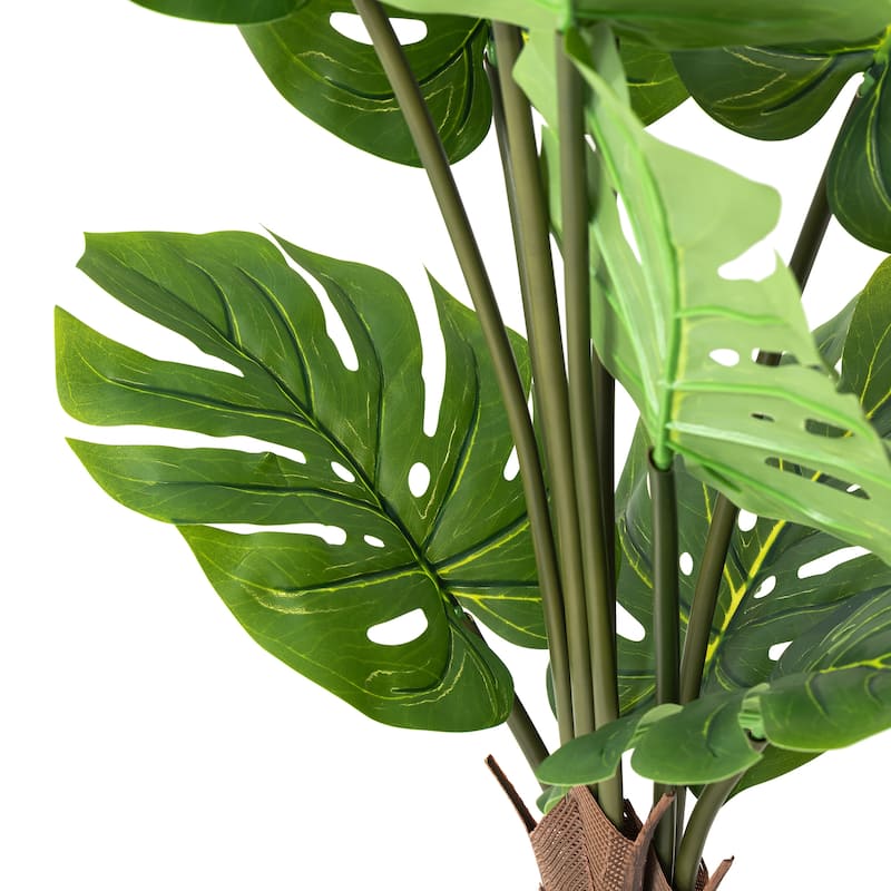 Glitzhome 3.5ft. Artificial Monstera Deliciosa Plant Palm Tree in Pot - 18.00"D X 41.00"H