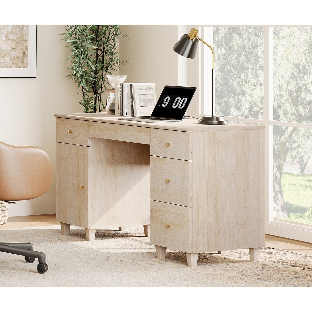 WAMPAT 58" Executive Desk with 5 Drawers & 1 Storage Cabinet