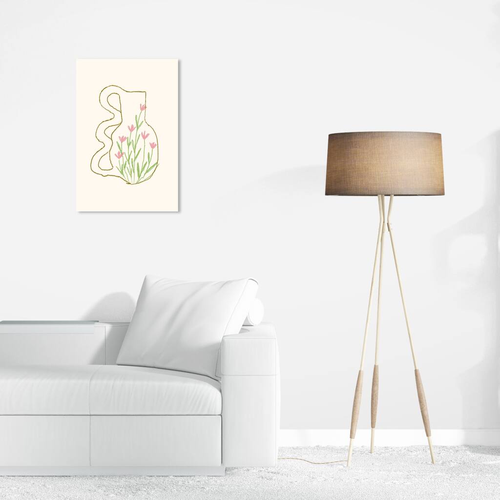 Wynwood Studio Canvas Floral and Botanical Glass Pitcher Redesign Green and Modern & Contemporary Wall Art Canvas Print