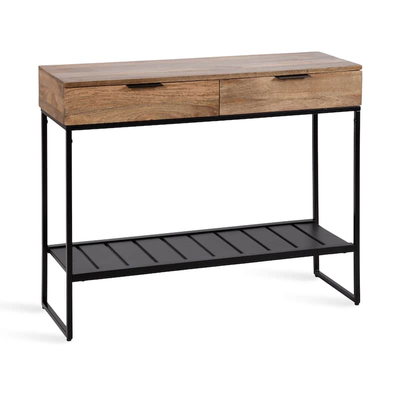 Kate and Laurel Malone Wood and Metal Console Table - 36x13x31 - Natural/Black Metal