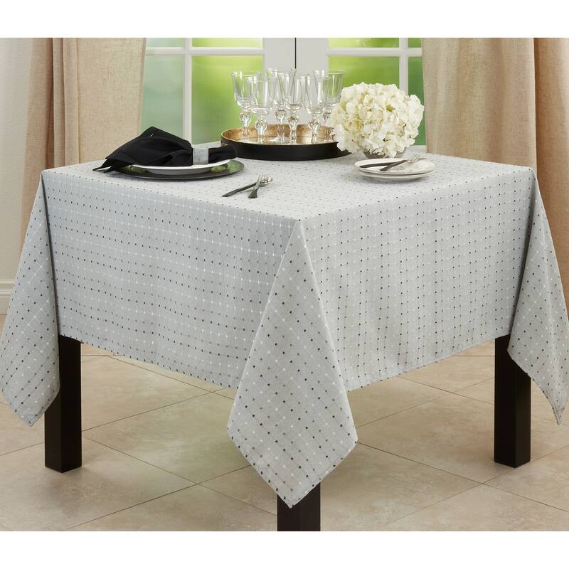 Cotton Blend Tablecloth With Stitched Line Design