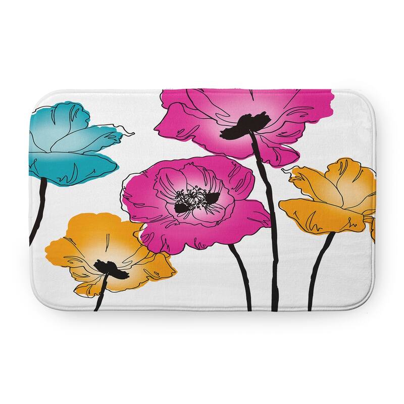 Popping Poppies Bathmat - 34" x 21" - Pink