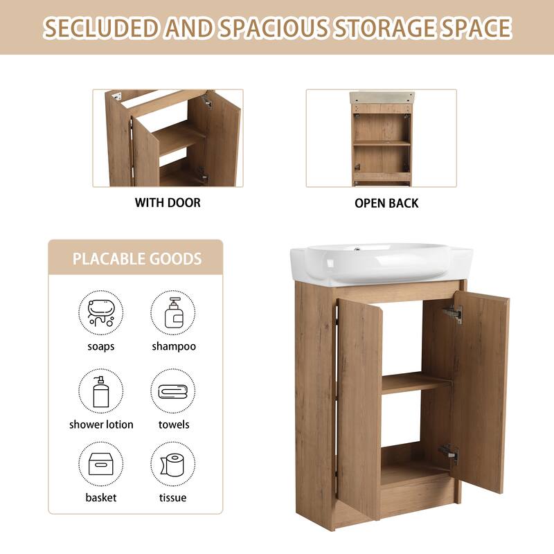 ARTCHIRLY 16/23 Inch Bathroom Vanity with Sink, Floating/Freestanding Bathroom Vanity with Soft Close Door