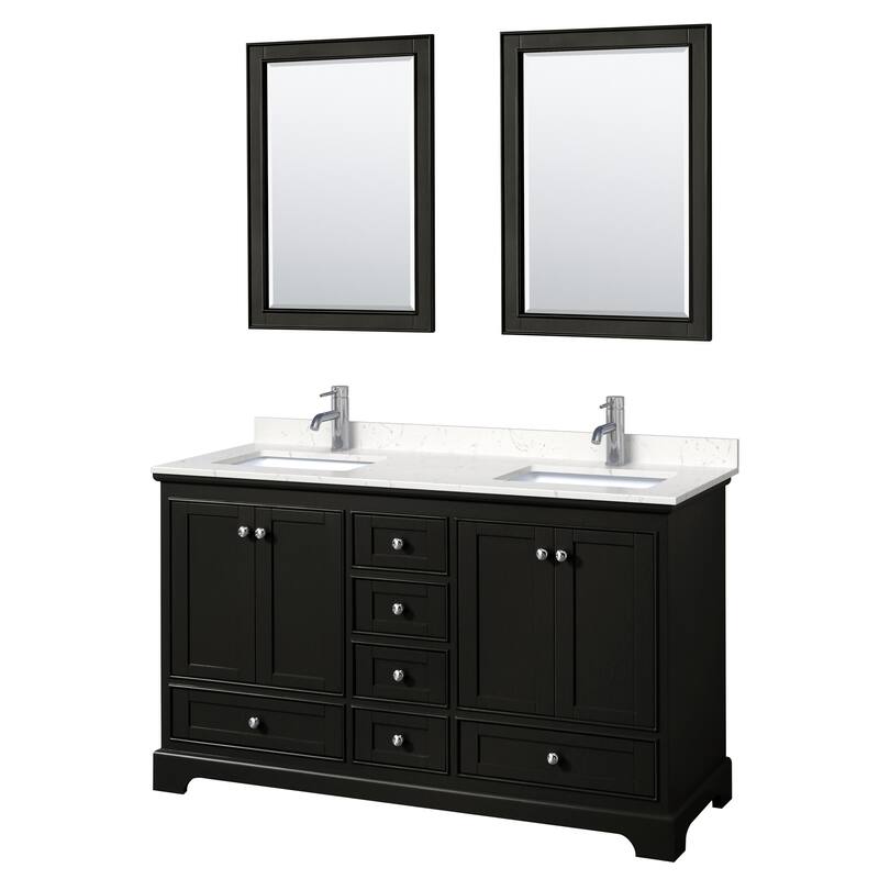Wyndham Collection Deborah 60" Free Standing Double Basin Vanity Set - Dark Espresso / Carrara Cultured Marble Top /