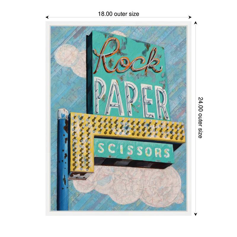 Kate and Laurel Rock Paper Scissors by Krista V. Allenstein Framed Canvas Wall Art Print