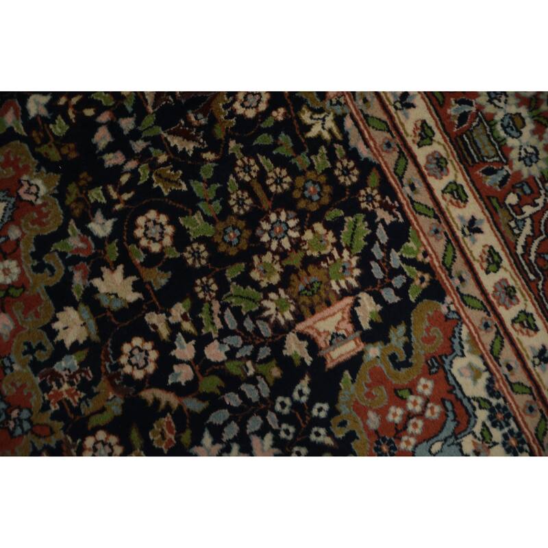 Hand Knotted Oriental 100% Wool Carpet Traditional Floral Navy Blue & Blues Bokhara Area Rug - 6' 3'' X 6' 2''