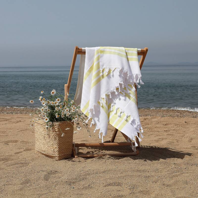 Authentic Hotel and Spa Turkish Cotton Herringbone Pestemal Beach Towel (Set of 2)