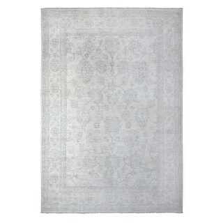 City Loft White, Faded Washed Out Peshawar, Hand Knotted, Pure Wool ...