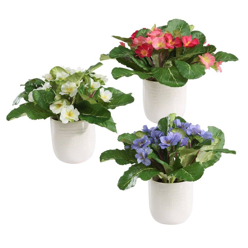 Uttermost 60247 Trilogy Primrose 10" Wide Primulas Artificial Plant in - Periwinkle / White / Fuchsia