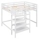 preview thumbnail 8 of 14, Full Size Loft Bed with Built-in Storage Staircase and Hanger for Clothes, White - Solid Pine Wood Frame, Maximized Space