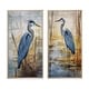 preview thumbnail 12 of 11, Designart "Blue Heron By The Watersite Watercolor I" Animals Framed Wall Art Set Of 2 Canvas Set For Living Room Decor