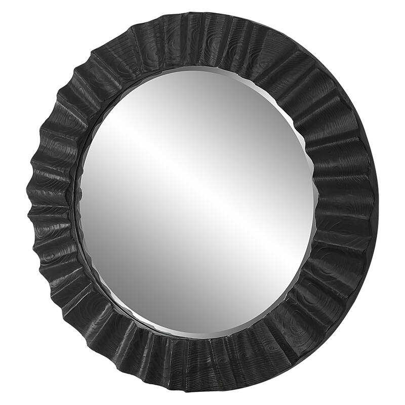 Framed Beveled Round Wall Mirror - 41.25" - Espresso Finish